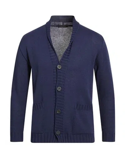Outfit Out/fit Man Cardigan Navy Size 3xl Cotton, Acrylic In Blue