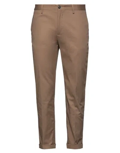 Outfit Out/fit Man Pants Camel Size 38 Cotton, Elastane In Brown