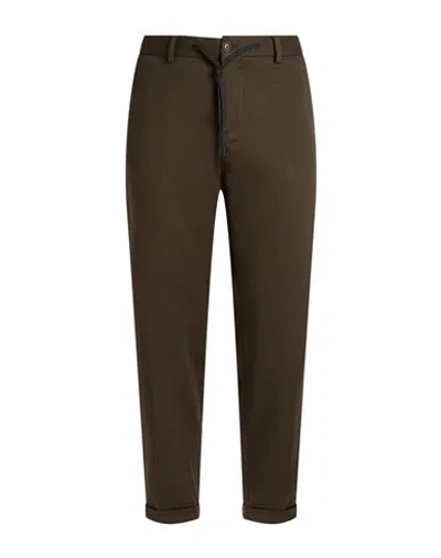 Outfit Out/fit Man Pants Dark Green Size 38 Viscose, Polyamide, Elastane In Animal Print