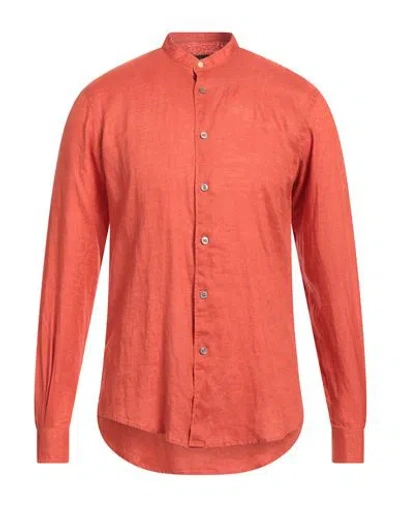 Outfit Out/fit Man Shirt Rust Size M Linen In Red