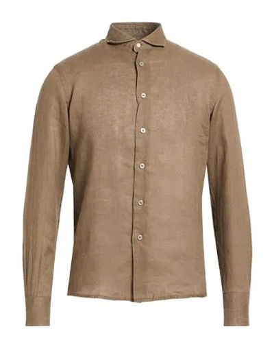 Outfit Out/fit Man Shirt Taupe Size S Linen In Brown