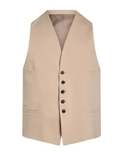 Outfit Out/fit Man Tailored Vest Beige Size 36 Cotton, Polyamide, Elastane In Brown