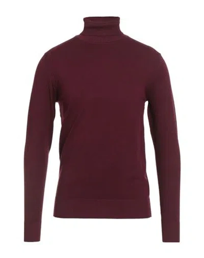 Outfit Out/fit Man Turtleneck Burgundy Size S Viscose, Polyamide In Red
