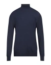 Outfit Out/fit Man Turtleneck Navy Size 3xl Tencel, Silk, Cotton In Blue