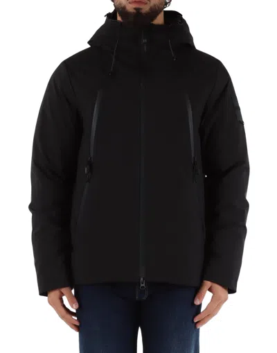 Outhere Black Technical Adjustable Hooded Waterproof Jacket