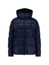Outhere Quilted Down Jacket With Adjustable Hood And Iconic Patch In Blue