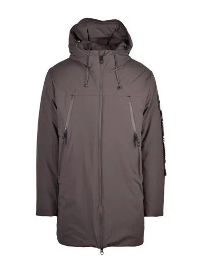 Outhere Chocolate Down Parka With Internal Backpack Straps In Brown