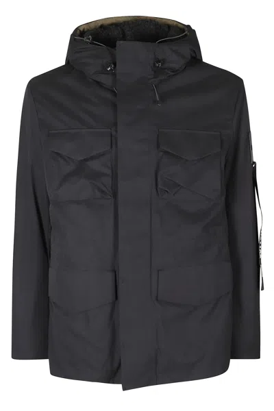Outhere Field Jacket-style Coat In Coated Cotton With Flap Pockets In Black
