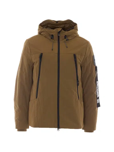 Outhere Hooded Logo-patch Jacket In Brown