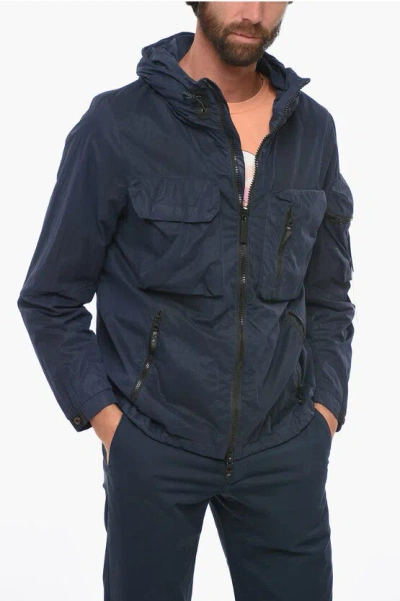 Outhere Hooded Utility Windbreaker In Blue