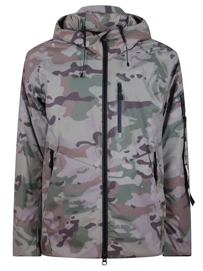 Outhere Iridescent Camouflage Piumino Jacket With Padded Lining And Hood In Multi