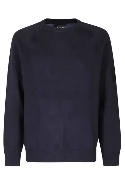 Outhere Navy Blue Woodveil Raglan Sleeves Wool-cotton Sweater