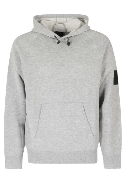 Outhere Oak Drawstring Kangaroo Pocket Brushed Wool Hoodie In Grey