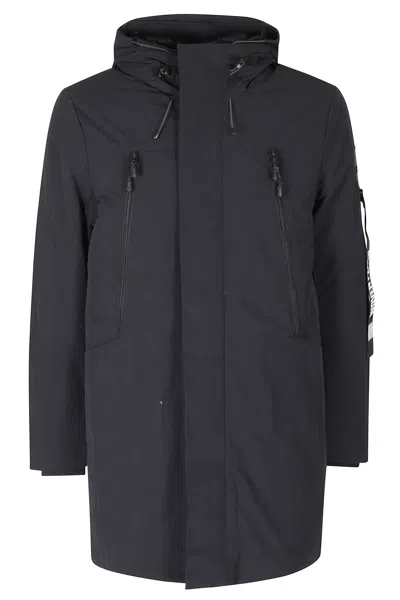 Outhere Technical Cotton Long Parka With Front Zip Closure And Hood In Grey