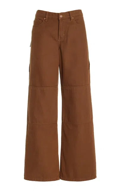 Outland Denim Bianca Rigid Mid-rise Wide-leg Jeans In Brown