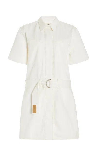 Outland Denim Delta Belted Denim Mini Dress In White