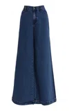 Outland Denim Leigh Rigid Mid-rise Wide-leg Long Jeans In Blue