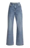 Outland Denim X Olive Cooke Farrah Stretch High-rise Flared Jeans In Blue