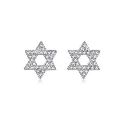 Outofoffice Pave Star Of David Silver Stud Earrings