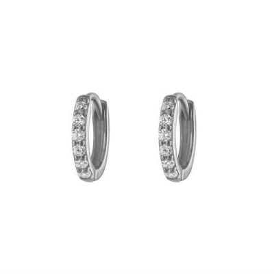 Outofoffice Silver Pavé Seven Mm Huggie Hoop Earring