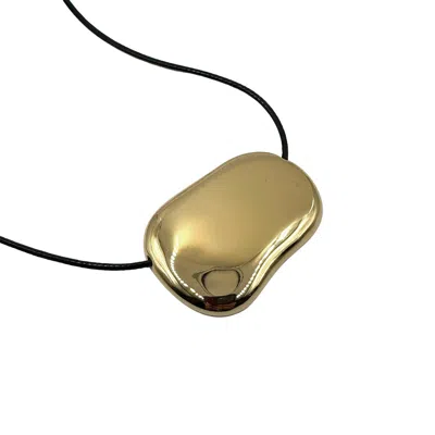 Outofoffice Women's Black / Gold Gold Structural Pendant Cord Necklace In Black/gold