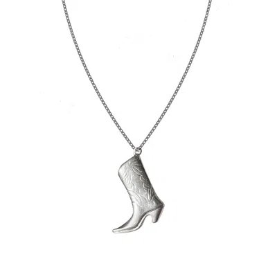 Outofoffice Women's Cowboy Boot Charm Silver Necklace Pendant Chain