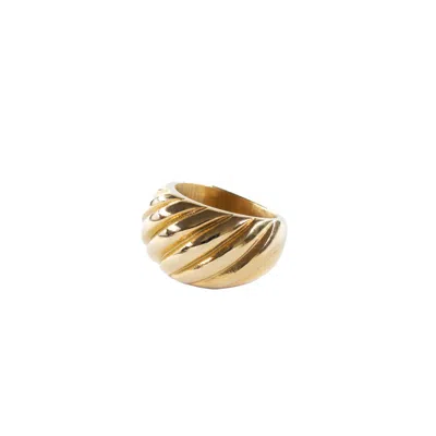 Outofoffice Women's Deco Vintage Inspired Gold Bold Statement Chunky Ring
