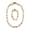 Outofoffice Women's Gold Curb Chain Necklace Bracelet Set – Statement Set Jewelry For Everyday In Gold