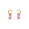 Outofoffice Women's Gold Pink Oval Single Pave Huggies