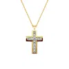 Outofoffice Women's Gold Religious Cross Pave Charm Pendant With Rope Chain