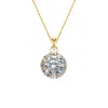 Outofoffice Women's Gold Round Pave Charm Pendant Rope Chain Classic Cubic Zirconia