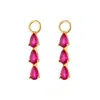 Outofoffice Women's Gold Three Pave Hot Pink Earring Charm Huggies