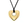 Outofoffice Women's Heart Pendant Gold Necklace Vegan Leather Cord In Gold