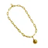 Outofoffice Women's Moon Charm Necklace Statement Modern Large Pendant Adjustable Customizable Gold Link