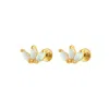 Outofoffice Women's Peacock Opal Flat Back Gold Earring Stud