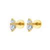Outofoffice Women's Princess Flat Back Gold Paves Earring Stud