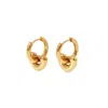 Outofoffice Women's Puffy Heart Gold Earring Charm 18k Hoop
