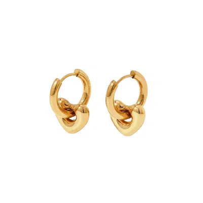 Outofoffice Women's Puffy Heart Gold Earring Charm 18k Hoop