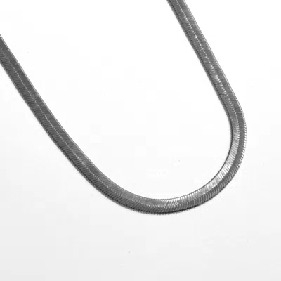 Outofoffice Women's Silver Herringbone Snake Chain Five Millimeter Necklace