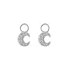 Outofoffice Women's Silver Moon Earring Charm For Huggies Pave Diamonds