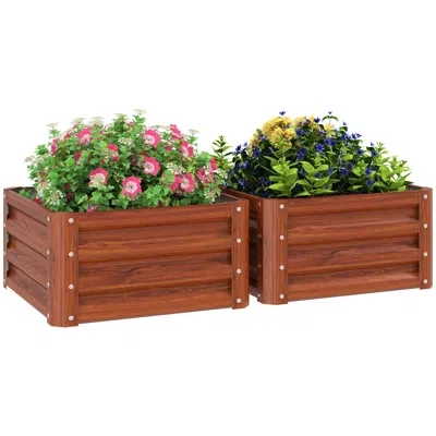 Outsense 2 Piece Galvanized Raised Garden Bed, 2' X 2' X 1' Metal Planter Box, For Growing Vegetables, Flower