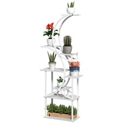 Outsense Plant Stand Indoor, 8 Tier 62" S-shaped Plant Shelf, Corner Plant Rack For Multiple Plants, White