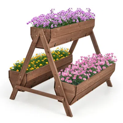 Outsense Vertical Raised Garden Bed With 3 Wooden Planter Boxes, Large
