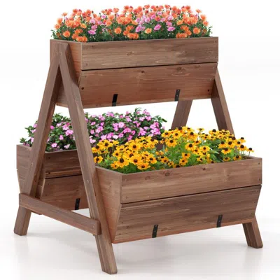 Outsense Vertical Raised Garden Bed With 3 Wooden Planter Boxes, Small