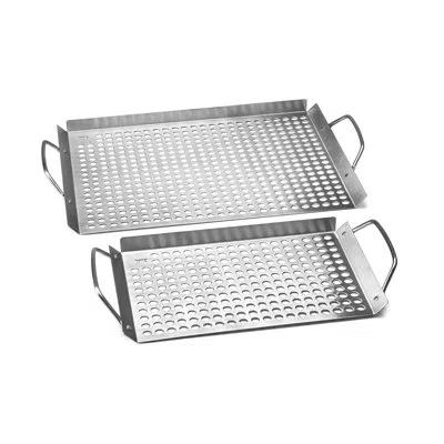 Outset 2 Piece Grill Griddle Set In Silver