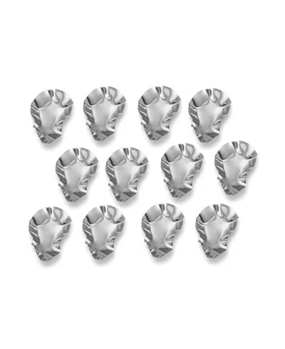 Outset Stainless Steel Set Of 12 Oyster Shells In Silver