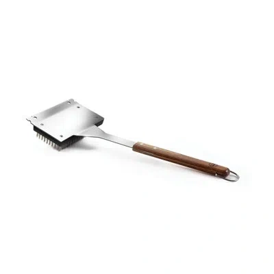 Outset Verde Collection Grill Brush With Replaceable Bristles And Scraper In Silver
