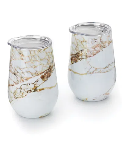 Outset Wine Tumbler Copper Marble, Set Of 2 In White
