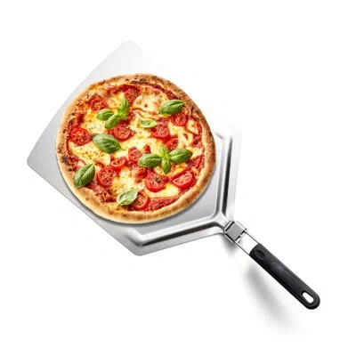 Outset Xl Stainless Steel Pizza Peel With Folding Handle In Black