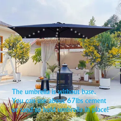 Outskribed 10 X 6.5ft Rectangular Patio Solar Led Lighted Outdoor Market Umbrellas With Crank And Push Button T In Multi